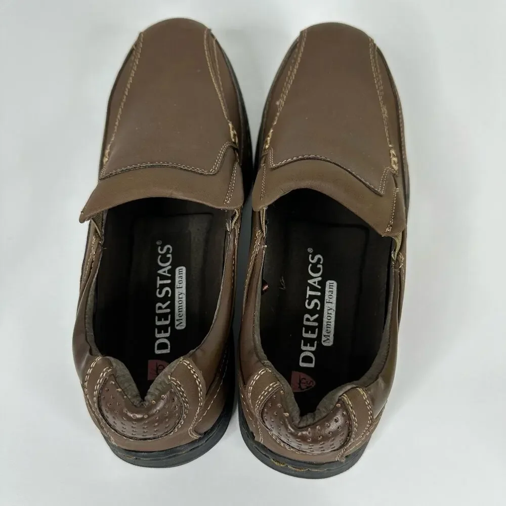 Deer Stags Mens size 8.5 Memory Foam Wesley Leather Loafer Brown